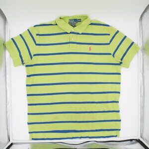 POLO RALPH LAUREN GREEN AND BLUE STRIPED SMALL LOGO POLO SHIRT